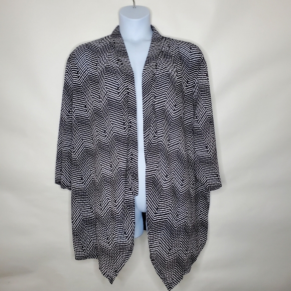 Catherines Chevron Stripe Open Front Stretch Cardigan Size 5X Asymmetric Hem NEW - Picture 12 of 14